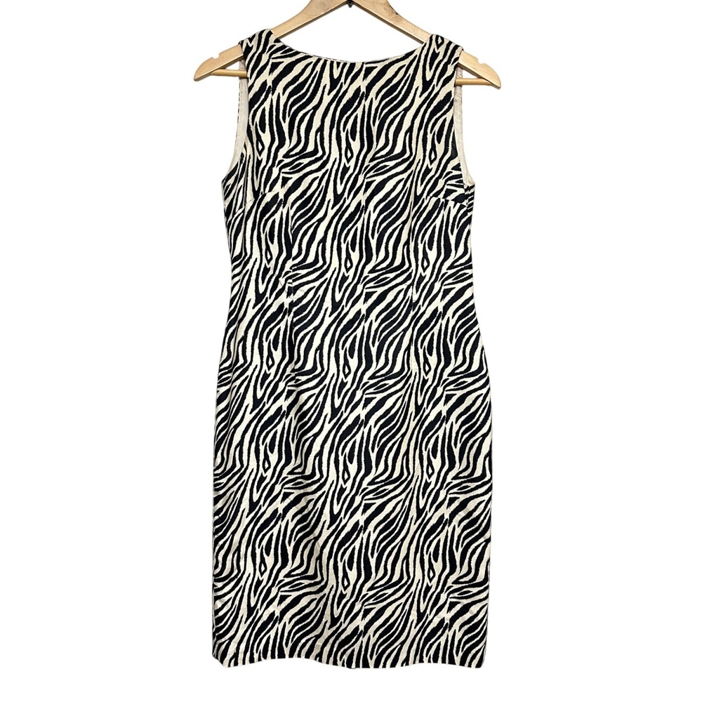 Spenser Jeremy 100% Silk Zebra‎ Dress Womens 4 Black White Animal Print Classic